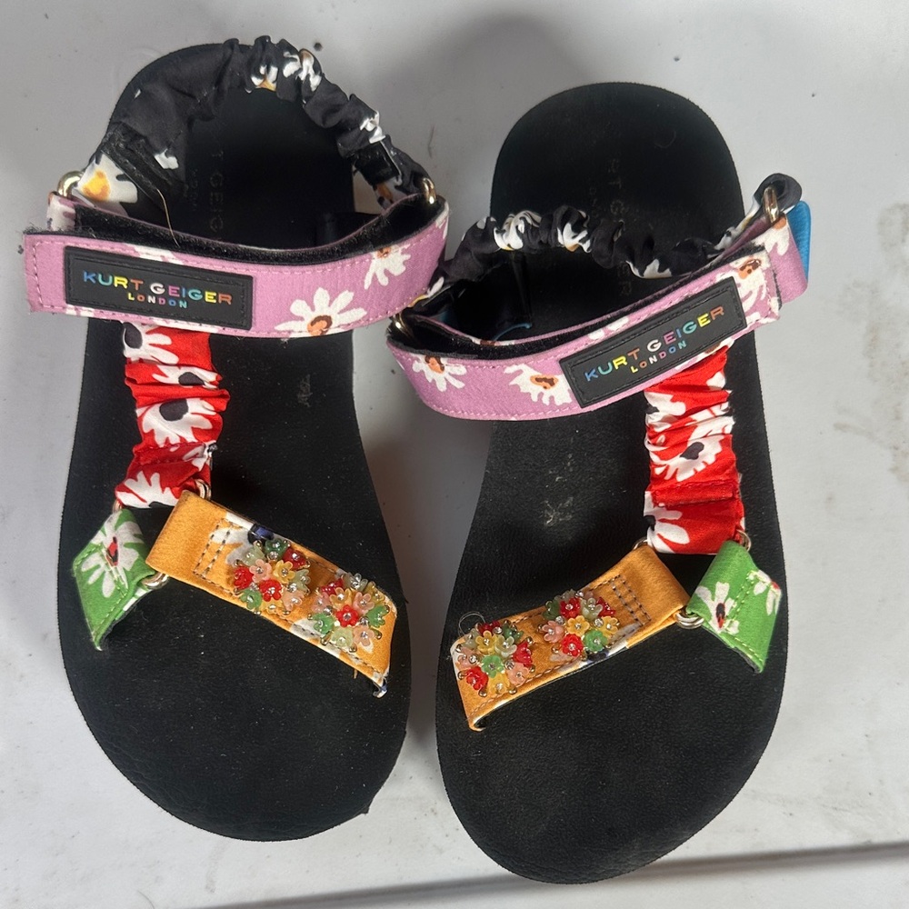 Kurt Geiger Kids Floral Multicolor Jeweled Strap Sandals